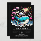 ボーホエールウェーブズガール誕生日 招待状 (正面/裏面)