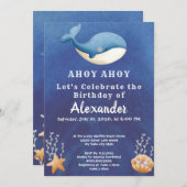 ボーホエールシーボーイ誕生日パーティーの下 招待状 (正面/裏面)