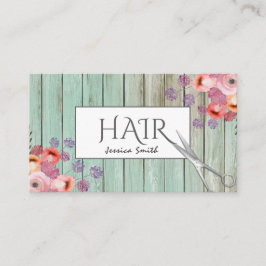 ボーホグラムエレガント水彩色フローラ木材鋏 名刺