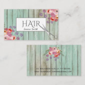 ボーホグラムエレガント水彩色フローラ木材鋏 名刺 (正面/裏面)