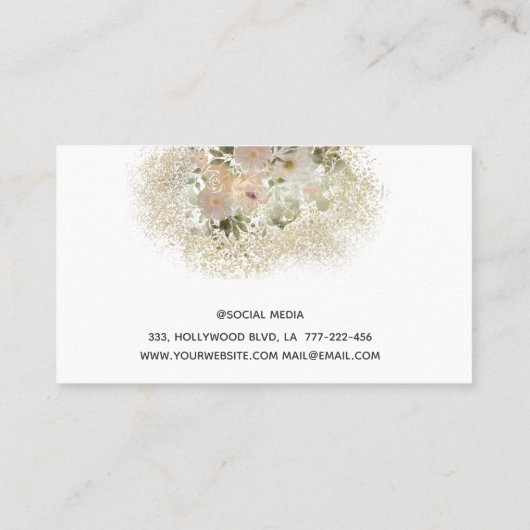 ボーホグラム水彩フローラ金ゴールドパティーナハサミ 名刺 (裏面)