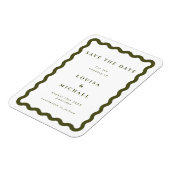 ボーホグリーンウェーブフレームウェディング日付磁石を保存 マグネット (左側)