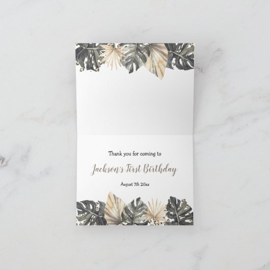 ボーホグリーンセージ野生の1ありがとう折り畳みカード サンキューカード (内部)