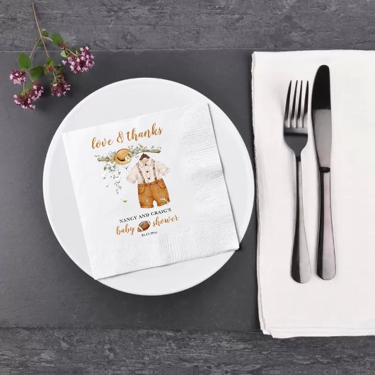 ボーホサッカー水彩赤ちゃんシャワー 縁ありカクテルナプキン