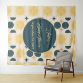 ボーホサンパーソナライズされたムーンスターブルーイエロー タペストリー (インサイチュ(横))