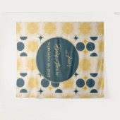 ボーホサンパーソナライズされたムーンスターブルーイエロー タペストリー (正面(横))