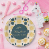 ボーホサンパーソナライズされたムーンスターブルーイエロー ペーパープレート (パーティー)
