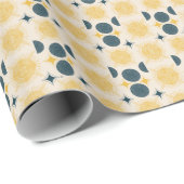 ボーホサンムーンスターズブルーイエロー ラッピングペーパー (ロールコーナー)