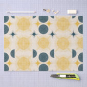 ボーホサンムーンスターズブルーイエロー 薄葉紙 (クラフト)