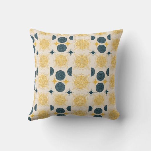 ボーホサンムーンスターズブルーパーソナライズされたイエロー クッション (裏面)