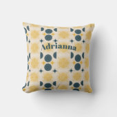 ボーホサンムーンスターズブルーパーソナライズされたイエロー クッション (正面)