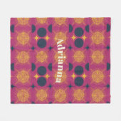 ボーホサンムーンスターピンク青パーソナライズされた黄 フリースブランケット (正面(横))