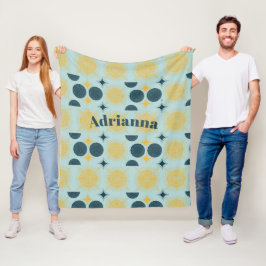 ボーホサンムーンスターベビーブルーイエローパーソナライズされた フリースブランケット