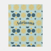 ボーホサンムーンスターベビーブルーイエローパーソナライズされた フリースブランケット (正面)