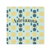 ボーホサンムーンスターベビーブルーイエローパーソナライズされた メタルプリント (正面)