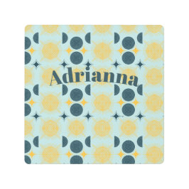 ボーホサンムーンスターベビーブルーイエローパーソナライズされた メタルプリント