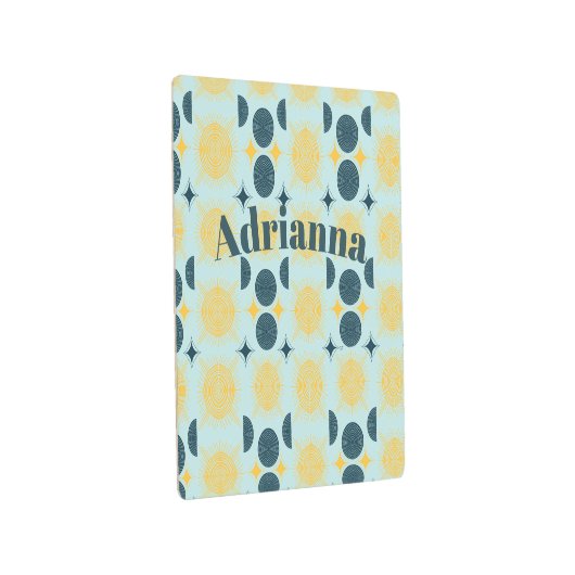 ボーホサンムーンスターベビーブルーイエローパーソナライズされた メタルプリント (3/4)