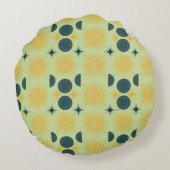 ボーホサンムーンスターミントブルーイエローパーソナライズされた ラウンドクッション (裏面)
