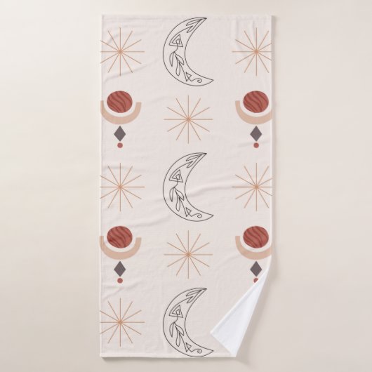 ボーホサンムーン装飾線アート抽象芸術図形 バスタオル (バスタオル)