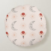 ボーホサンムーン装飾線アート抽象芸術図形 ラウンドクッション (裏面)