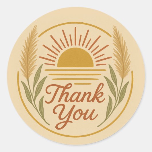 ボーホサン パンパスグラス ありがとう ステッカー (正面)