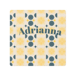 ボーホサン ムーンスターズ ブルー イエロー パーソナライズド メタルプリント