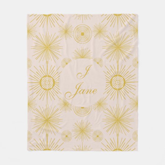 ボーホシアルサンスターズパーソナライズされたアイボリー フリースブランケット (正面)