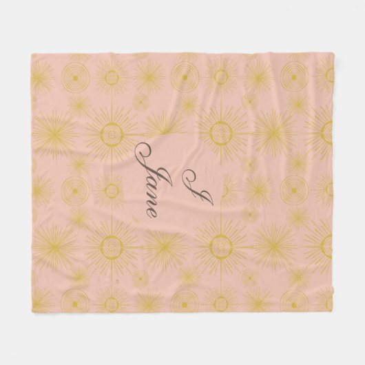 ボーホシアルサンスターズパーソナライズされたピンク フリースブランケット (正面(横))