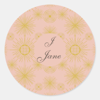 ボーホシアルサンスターズパーソナライズされたピンク ラウンドシール