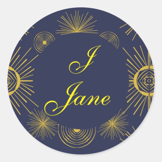 ボーホシアルサンスターズパーソナライズされたブルー ラウンドシール (正面)