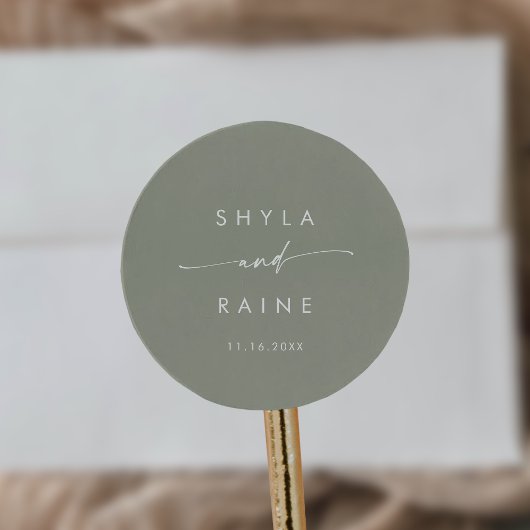 ボーホシックセージグリーンナグッズ封筒用シール ラウンドシール