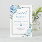 ボーホシルバー幾何学青フローラsweet sixteen 招待状 (スタンド正面)