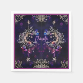 ボーホスターズ&ムーンパープルアドネーム誕生日 スタンダードカクテルナプキン