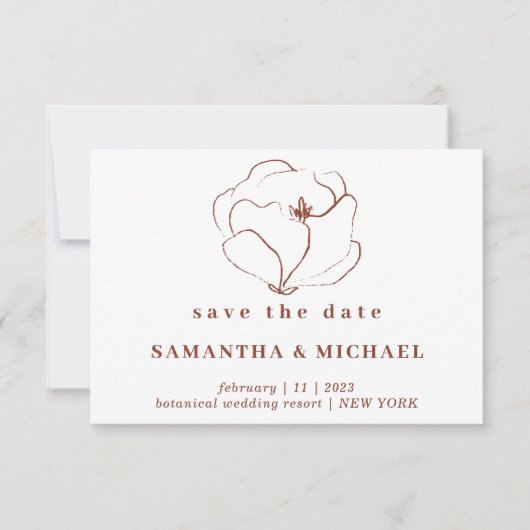 ボーホテラコッタインディー・ラスティック 保存の日付 招待状 (正面)