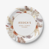 ボーホテラコッタパンパスグラス ブライダルシャワー ペーパープレート (正面)