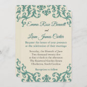 ボーホテラコッタベージュの羽根 招待状 (正面/裏面)