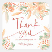 ボーホテラコッタ手描きウェディングサンクスノート スクエアシール (正面)