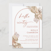 ボーホテラコッタ アーチ パンパス グラス 60歳の誕生日 招待状 (正面)