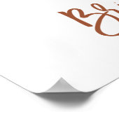 ボーホテラコッタ オレンジ色の花のウェルカムサイン ポスター (角)