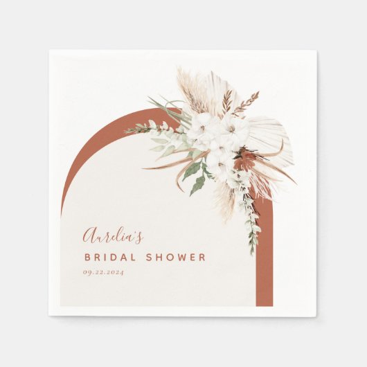 ボーホテラコッタ フラワー アーチ スタンダードカクテルナプキン (正面)