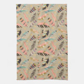 ボーホトライバル羽毛パターン キッチンタオル (縦)