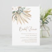 ボーホドライパームリーフブーケブライダルシャワー 招待状 (スタンド正面)