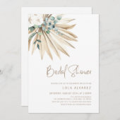 ボーホドライパームリーフブーケブライダルシャワー 招待状 (正面/裏面)