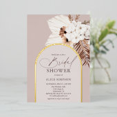 ボーホドライパーム葉ブライダルシャワー 箔招待状 (立ち正面)