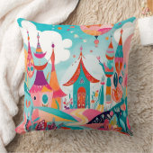 「ボーホドリームスケープ抽象芸術イラストレーションクッション」 クッション (ブランケット)