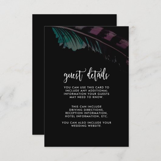 ボーホナイトブラックとフェザー結婚の詳細 エンクロージャーカード (正面/裏面)