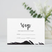 ボーホナイトブラックと羽毛結婚式RSVP 出欠カード (スタンド正面)