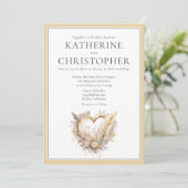 ボーホニュートラルフローラ羽ハート結婚リース 招待状 (スタンド正面)
