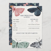 ボーホバタフライベビーシャワーアドバイスベビーカード 招待状 (正面/裏面)