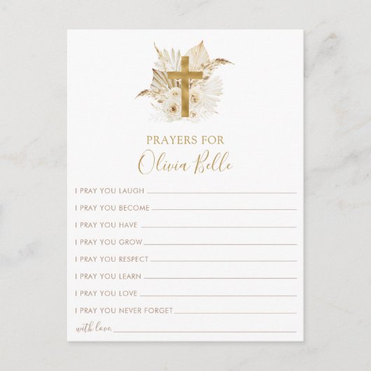 ボーホバプテスマ祈りの言葉カード祈りベビーカード インビテーションポストカード (正面)